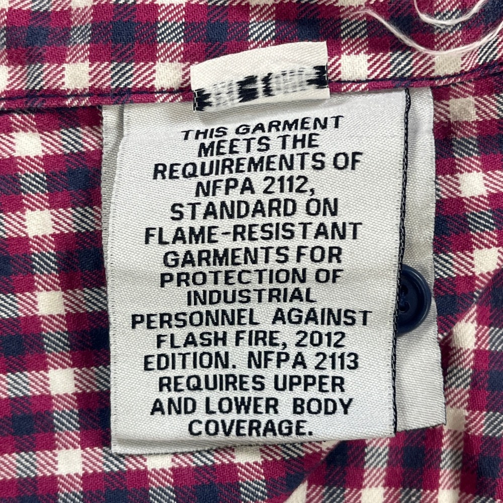 Rasco FR Men Plaid Flame Resistant Work Shirt 3XL Long Burgundy Navy CAT 2 NFPA - Picture 11 of 12
